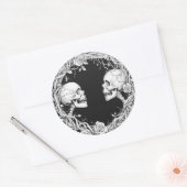  Victoriaans Gotische Halloween Skulls Rozen Ronde Sticker (Envelop)