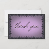 Victoriaans Gotische IJzeren Rand Paarse bruiloft Bedankkaart (Voorkant)