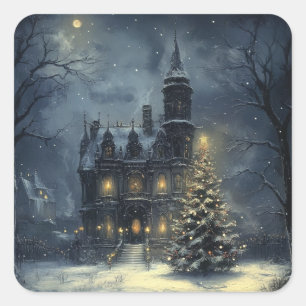 Victoriaans gotische kerst vierkante sticker