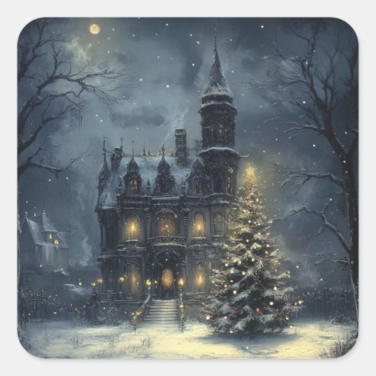 Victoriaans gotische kerst vierkante sticker (Voorkant)