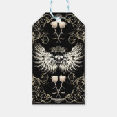 Victoriaans Gotische Romance Schedel Wings & Wit F Cadeaulabel (Voorkant)