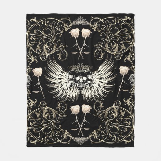 Victoriaans gotische Romance Schuilvleugels en wit Fleece Deken (Voorkant)