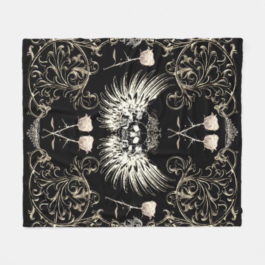 Victoriaans gotische Romance Schuilvleugels en wit Fleece Deken (Voorkant (Horizontaal))