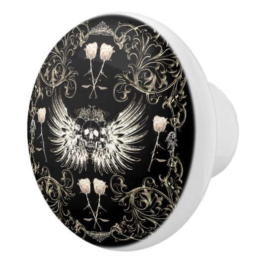 Victoriaans gotische Romance Schuilvleugels en wit Keramische Knop (Rechts)