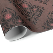  Victoriaans Gotische Rozen Damask Shabby Cadeaupapier (Rol Hoek)