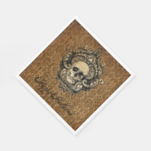 Victoriaans Gotische schedel Damask Halloween Kaar Servet (Hoek)
