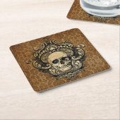 Victoriaans Gotische schedel Damask Halloween Kartonnen Onderzetters (Schuin)