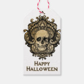 Victoriaans Gotische schedel Halloween Gift Label Cadeaulabel (Voorkant)