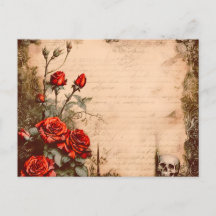 Victoriaans Gotische schedel Red Roses Halloween