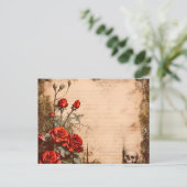 Victoriaans Gotische schedel Red Roses Halloween Feestdagenkaart (Staand voorkant)