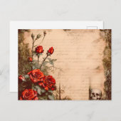 Victoriaans Gotische schedel Red Roses Halloween Feestdagenkaart (Voorkant / Achterkant)