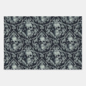 Victoriaans Gotische Schedels Damask  Inpakpapier Vel (Voorkant 3)