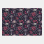 Victoriaans Gotische Schedels Damask  Inpakpapier Vel (Voorkant)