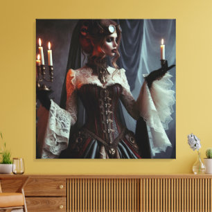 Victoriaans gotische steampunk elegante dame canvas afdruk