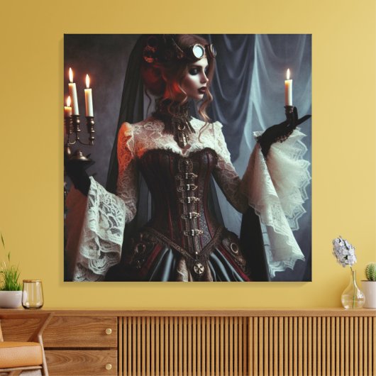 Victoriaans gotische steampunk elegante dame canvas afdruk (Insitu (Woonkamer))