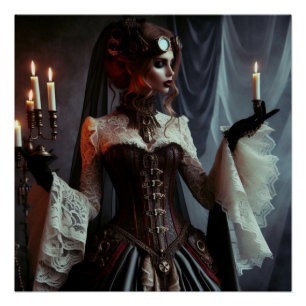Victoriaans gotische steampunk elegante dame perfect poster