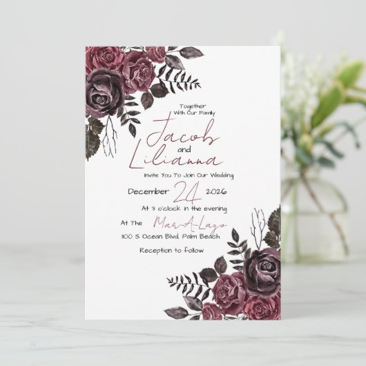  Victoriaans gotische stijl bruiloft Kaart (Staand voorkant)