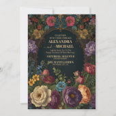 Victoriaans Gotische  Tuin Bloemen Bruiloft Kaart (Voorkant)