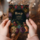 Victoriaans Gotische  Tuin Bloemen Bruiloft RSVP Kaartje