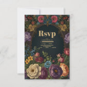 Victoriaans Gotische  Tuin Bloemen Bruiloft RSVP Kaartje (Voorkant)