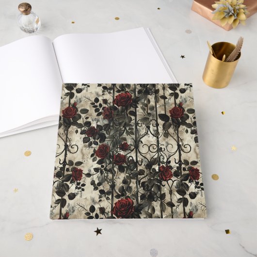 Victoriaans Gotische Tuin Rozen Patroon Gastenboek (Voorkant open)