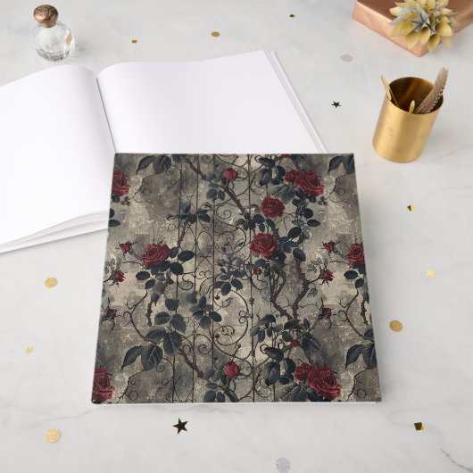 Victoriaans Gotische Tuin Rozen Patroon Gastenboek (Voorkant open)