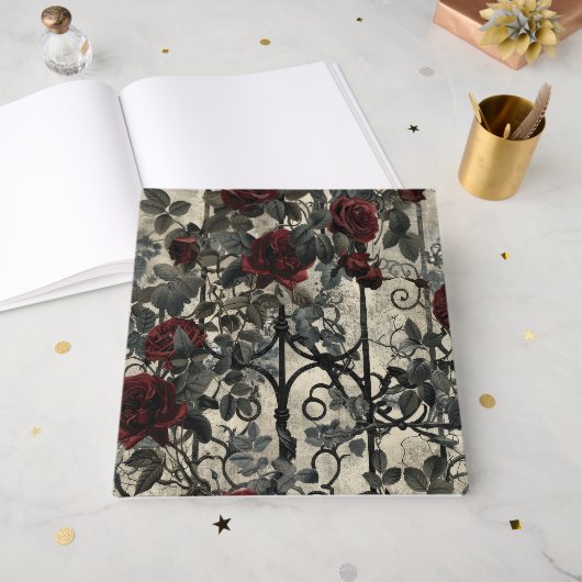 Victoriaans Gotische Tuin Rozen Patroon Gastenboek (Voorkant open)