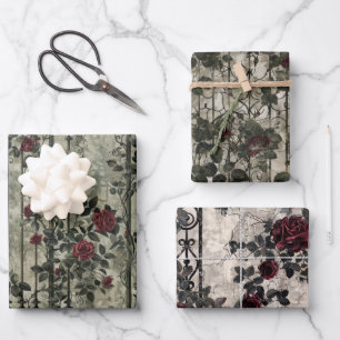 Victoriaans Gotische Tuin Rozen Patroon Inpakpapier Vel