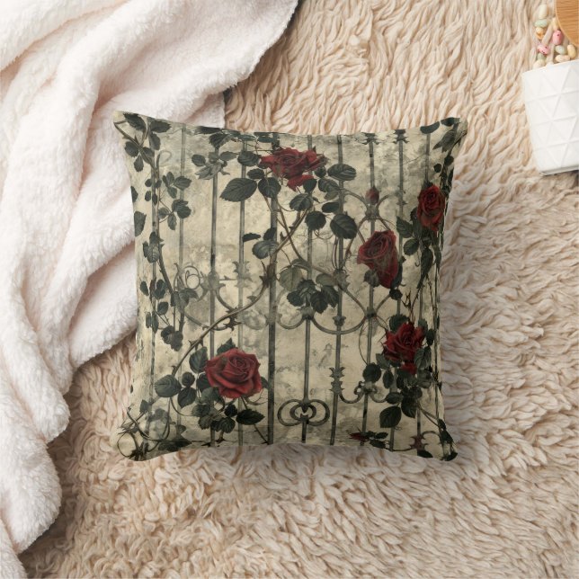 Victoriaans Gotische Tuin Rozen Patroon Kussen (Deken)