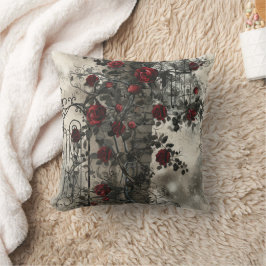 Victoriaans Gotische Tuin Rozen Patroon Kussen