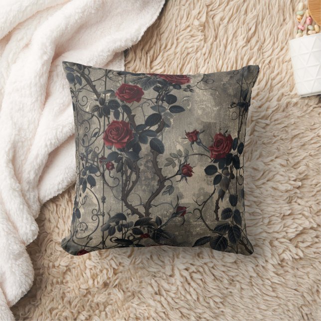 Victoriaans Gotische Tuin Rozen Patroon Kussen (Deken)
