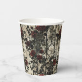 Victoriaans Gotische Tuin Rozen Patroon Papieren Bekers (Achterkant)