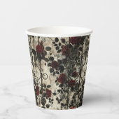 Victoriaans Gotische Tuin Rozen Patroon Papieren Bekers (Voorkant)