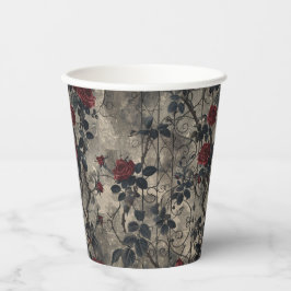 Victoriaans Gotische Tuin Rozen Patroon Papieren Bekers