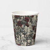 Victoriaans Gotische Tuin Rozen Patroon Papieren Bekers (Achterkant)