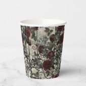 Victoriaans Gotische Tuin Rozen Patroon Papieren Bekers (Links)