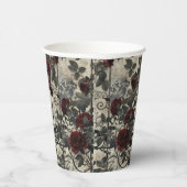 Victoriaans Gotische Tuin Rozen Patroon Papieren Bekers (Rechts)