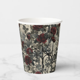 Victoriaans Gotische Tuin Rozen Patroon Papieren Bekers