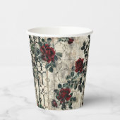 Victoriaans Gotische Tuin Rozen Patroon Papieren Bekers (Links)