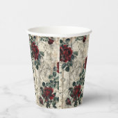 Victoriaans Gotische Tuin Rozen Patroon Papieren Bekers (Rechts)