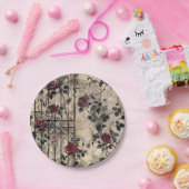 Victoriaans Gotische Tuin Rozen Patroon Papieren Bordje (Feest)