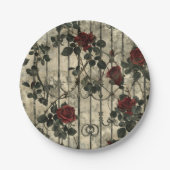 Victoriaans Gotische Tuin Rozen Patroon Papieren Bordje (Voorkant)