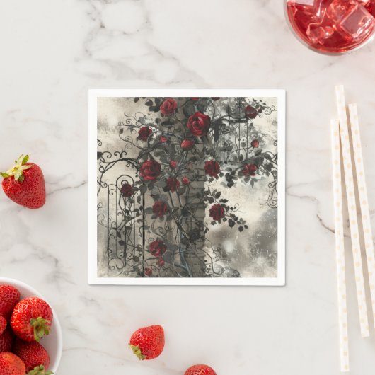 Victoriaans Gotische Tuin Rozen Patroon Servet (Insitu)