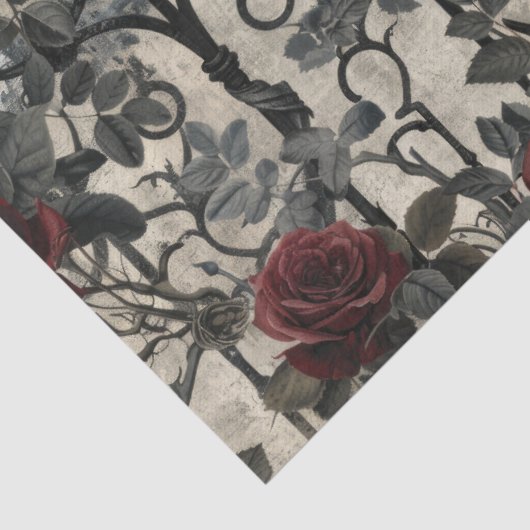 Victoriaans Gotische Tuin Rozen Patroon Tissuepapier (Detail)