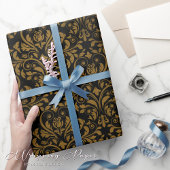  Victoriaans Gotische Zwart Goud Damask Shabby Cadeaupapier