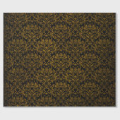  Victoriaans Gotische Zwart Goud Damask Shabby Cadeaupapier (Vlak)