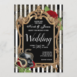 Victoriaans gotische zwarte streep bruiloft kaart