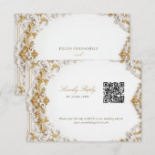 Victoriaans goud & wit barok RSVP met QR-code Informatiekaartje (Voorkant / Achterkant)