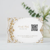 Victoriaans goud & wit barok RSVP met QR-code Informatiekaartje (Staand voorkant)