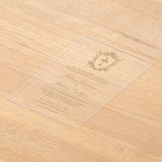 Victoriaans gouden bruiloft acryl uitnodigingen (Laagn)